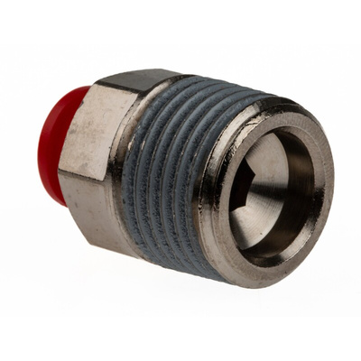 Norgren PNEUFIT Series Straight Fitting, Push In 8 mm to R 1/2, Threaded-to-Tube Connection Style