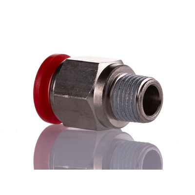 Norgren, Push In 12 mm to R 1/4, Threaded-to-Tube Connection Style