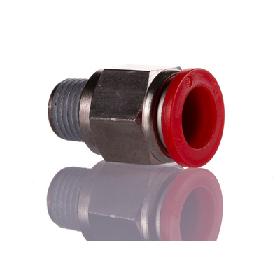Norgren, Push In 12 mm to R 1/4, Threaded-to-Tube Connection Style