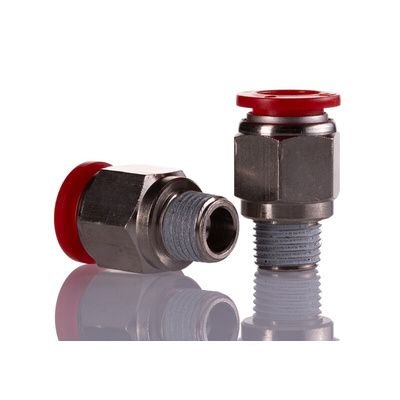 Norgren, Push In 12 mm to R 1/4, Threaded-to-Tube Connection Style