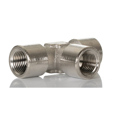 Norgren 16 Series Tee Threaded Adaptor, G 1/8 Female to G 1/8 Female, Threaded Connection Style, 16062