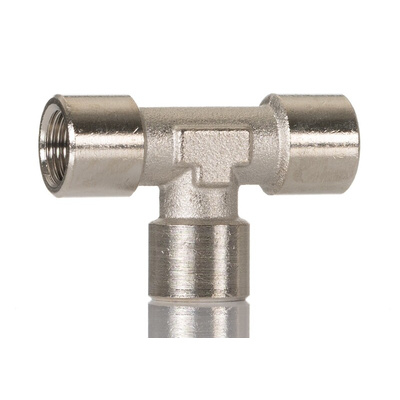 Norgren 16 Series Tee Threaded Adaptor, G 1/8 Female to G 1/8 Female, Threaded Connection Style, 16062