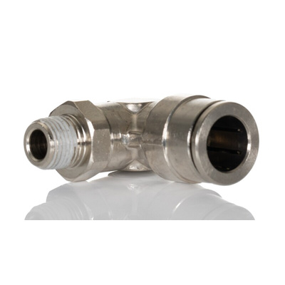 Norgren PNEUFIT 10 Series Straight Threaded Adaptor, R 1/8 Male to Push In 10 mm, Threaded-to-Tube Connection Style,