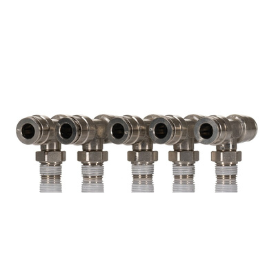 Norgren PNEUFIT 10 Series Straight Threaded Adaptor, R 1/8 Male to Push In 6 mm, Threaded-to-Tube Connection Style,