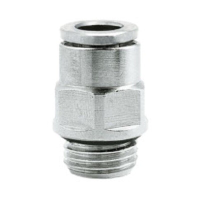 Norgren PNEUFIT 10 Series Straight Threaded Adaptor, G 1/8 Male to Push In 10 mm, Threaded-to-Tube Connection Style,