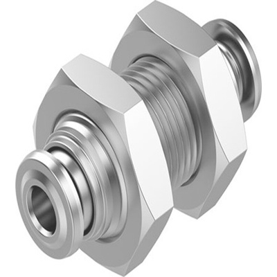 Festo NPQR Series Bulkhead, Push In 4 mm to Push In 4 mm, Tube-to-Tube Connection Style, NPQR-H-Q4