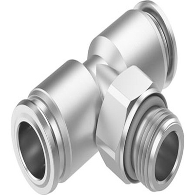 Festo NPQR Series T Fitting, G 1/8 Male to 8 mm, Threaded-to-Tube Connection Style, NPQR-T-G18