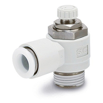 SMC AS Series Elbow Fitting, R 1/8 to Push In 6 mm, Threaded-to-Tube Connection Style