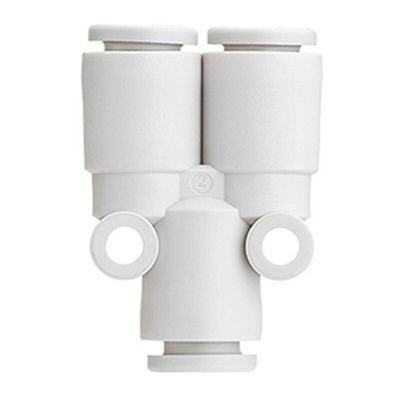 SMC KQ2 Series Union Y, Push In 6 mm to Push In 6 mm, Tube-to-Tube Connection Style