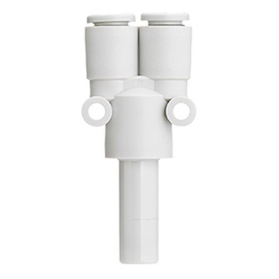 SMC KQ2 Series Y Fitting, Push In 10 mm to Push In 8 mm, Tube-to-Tube Connection Style