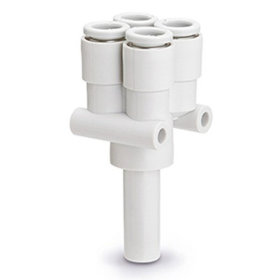 SMC KQ2 Series Y Fitting, Push In 4 mm to Push In 4 mm, Threaded-to-Tube Connection Style
