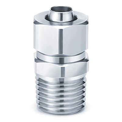 SMC KQG2 Series Male Connector, R 1/8 to Push In 6 mm, Threaded-to-Tube Connection Style