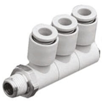 SMC KQ2 Series Elbow Threaded Adaptor, R 1/4 Male to Push In 6 mm, Threaded-to-Tube Connection Style