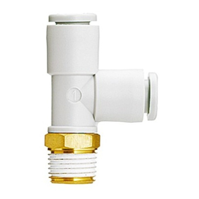 SMC KQ2 Series Tee Threaded Adaptor, Push In 8 mm to Push In 8 mm, Threaded-to-Tube Connection Style