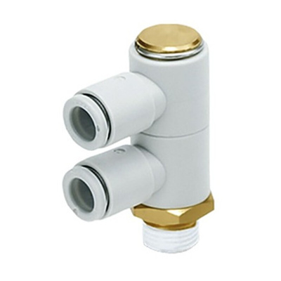 SMC KQ2 Series Elbow Threaded Adaptor, R 1/4 Male to Push In 10 mm, Threaded-to-Tube Connection Style