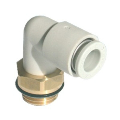 SMC KQ2 Series Elbow Threaded Adaptor, G 3/8 Male to Push In 10 mm, Threaded-to-Tube Connection Style