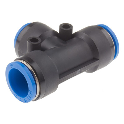 Festo QST Series Tee Tube-to-Tube Adaptor Push In 12 mm, Push In 16 mm to Push In 16 mm, Tube-to-Tube Connection Style,