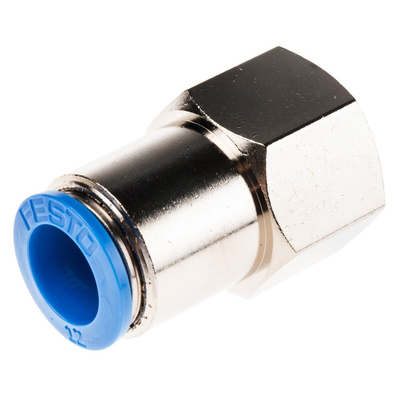 Festo QS Series Straight Threaded Adaptor, G 1/2 Female to Push In 12 mm, Threaded-to-Tube Connection Style, 190653