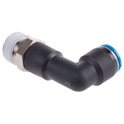 Festo QS Series Elbow Threaded Adaptor, R 1/2 Male to Push In 12 mm, Threaded-to-Tube Connection Style, 153085