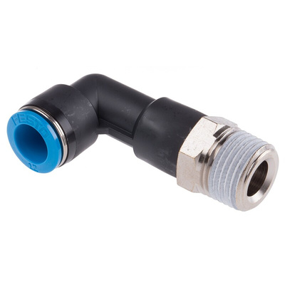 Festo QS Series Elbow Threaded Adaptor, R 1/2 Male to Push In 12 mm, Threaded-to-Tube Connection Style, 153085