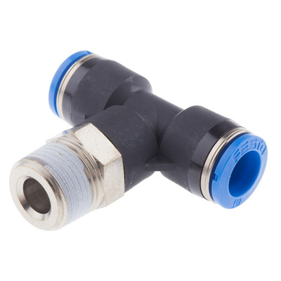 Festo QS Series Tee Threaded Adaptor, Push In 10 mm to Push In 10 mm, Threaded-to-Tube Connection Style, 153113