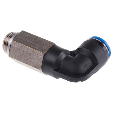 Festo QS Series Elbow Threaded Adaptor, G 3/8 Male to Push In 12 mm, Threaded-to-Tube Connection Style, 186135