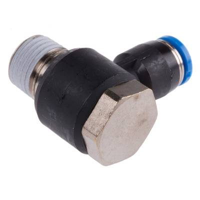 Festo QS Series Elbow Threaded Adaptor, R 1/4 Male to Push In 6 mm, Threaded-to-Tube Connection Style, 153088
