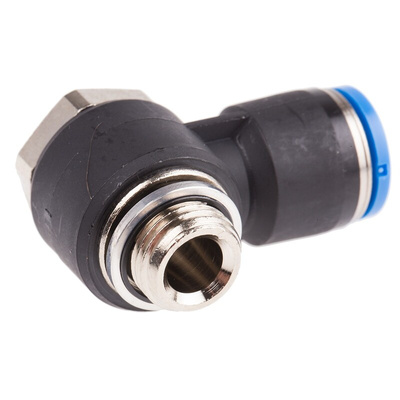 Festo QS Series Elbow Threaded Adaptor, G 1/4 Male to Push In 10 mm, Threaded-to-Tube Connection Style, 186143