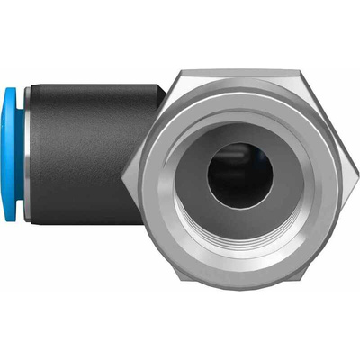 Festo QS Series Elbow Threaded Adaptor, G 3/8 Female to Push In 8 mm, Threaded-to-Tube Connection Style, 153278