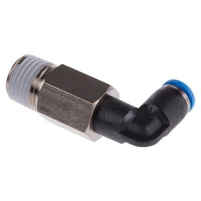 Festo QS Series Elbow Threaded Adaptor, R 1/4 Male to Push In 4 mm, Threaded-to-Tube Connection Style, 190662