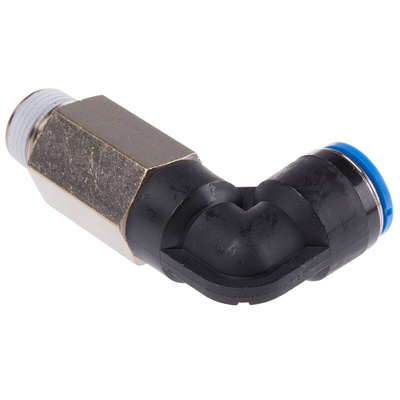Festo QS Series Elbow Threaded Adaptor, R 3/8 Male to Push In 12 mm, Threaded-to-Tube Connection Style, 153084