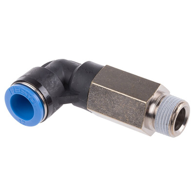 Festo QS Series Elbow Threaded Adaptor, R 3/8 Male to Push In 12 mm, Threaded-to-Tube Connection Style, 153084