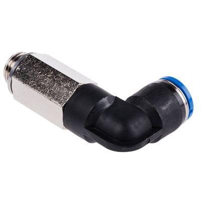 Festo QS Series Elbow Threaded Adaptor, G 1/4 Male to Push In 10 mm, Threaded-to-Tube Connection Style, 186133