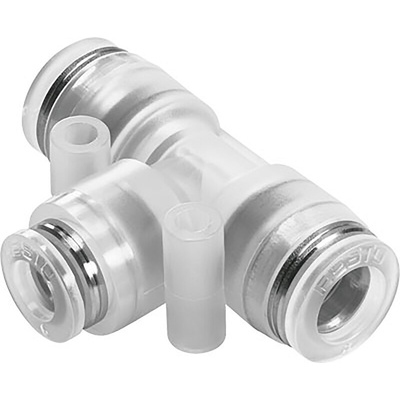 Festo Tee Tube-to-Tube Adaptor Push In 10 mm, Push In 12 mm to Push In 12 mm, Tube-to-Tube Connection Style, 133118