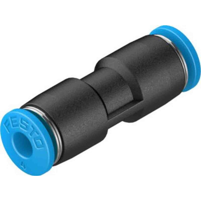 Festo QS Series Straight Tube-to-Tube Adaptor, Push In 4 mm to Push In 4 mm, Tube-to-Tube Connection Style, 130686