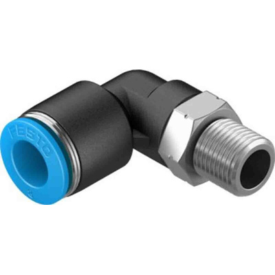 Festo Elbow Threaded Adaptor, R 1/8 Male to Push In 8 mm, Threaded-to-Tube Connection Style, 130730