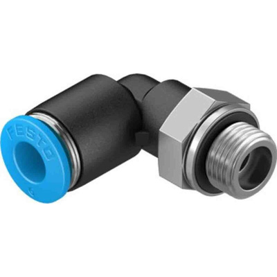 Festo Elbow Threaded Adaptor, G 1/8 Male to Push In 6 mm, Threaded-to-Tube Connection Style, 132049