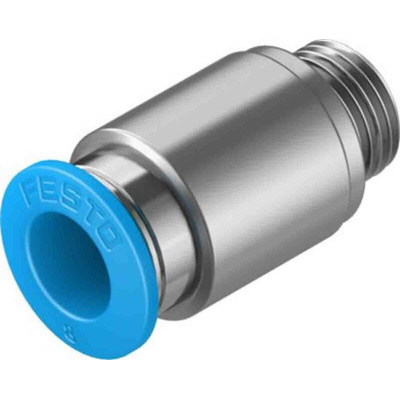 Festo Straight Threaded Adaptor, G 1/8 Male to Push In 8 mm, Threaded-to-Tube Connection Style, 133010