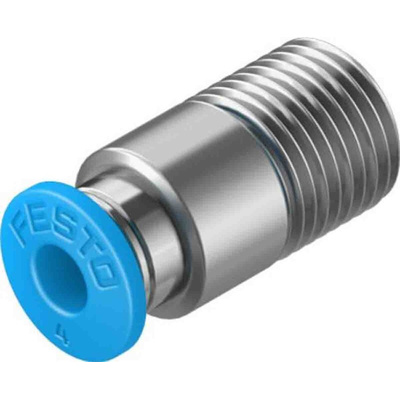 Festo Straight Threaded Adaptor, R 1/8 Male to Push In 4 mm, Threaded-to-Tube Connection Style, 133191