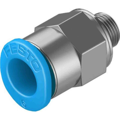 Festo Straight Threaded Adaptor, M5 Male to Push In 6 mm, Threaded-to-Tube Connection Style, 130779