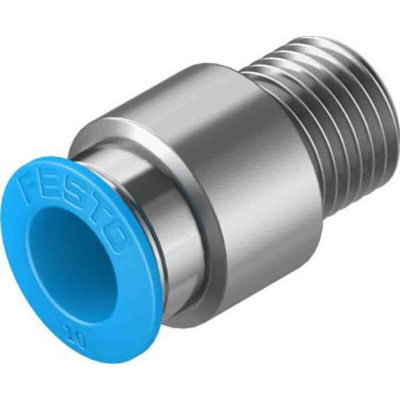 Festo Straight Threaded Adaptor, R 1/4 Male to Push In 10 mm, Threaded-to-Tube Connection Style, 133188