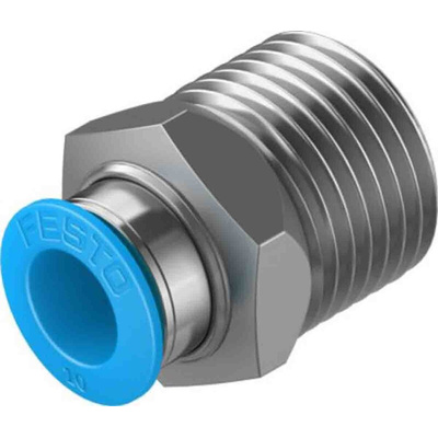 Festo Straight Threaded Adaptor, R 1/2 Male to Push In 10 mm, Threaded-to-Tube Connection Style, 133189