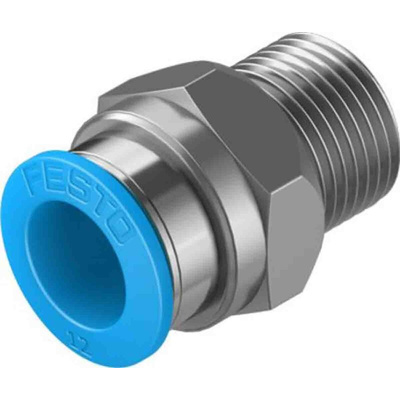 Festo Straight Threaded Adaptor, G 3/8 Male to Push In 12 mm, Threaded-to-Tube Connection Style, 130683