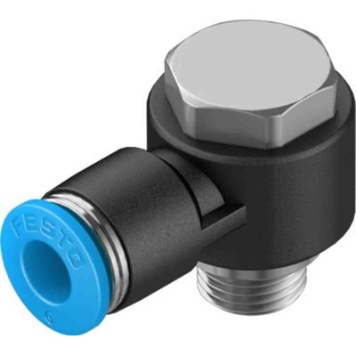 Festo Elbow Threaded Adaptor, G 1/8 Male to Push In 6 mm, Threaded-to-Tube Connection Style, 132061