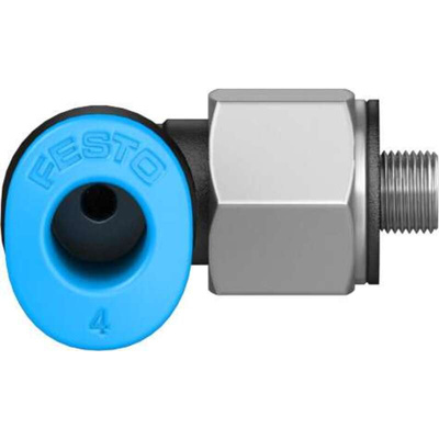Festo Elbow Threaded Adaptor, M3 Male to Push In 4 mm, Threaded-to-Tube Connection Style, 130769