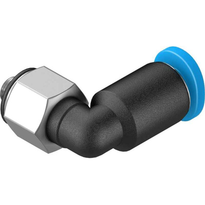 Festo Elbow Threaded Adaptor, M3 Male to Push In 4 mm, Threaded-to-Tube Connection Style, 130769