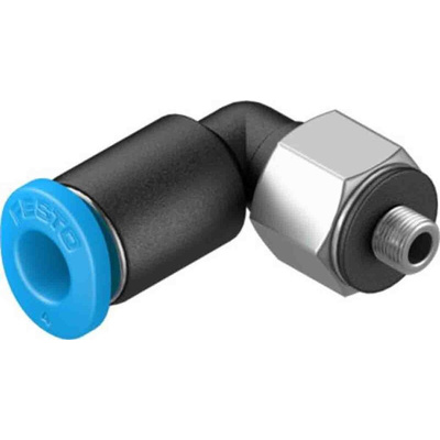 Festo Elbow Threaded Adaptor, M3 Male to Push In 4 mm, Threaded-to-Tube Connection Style, 130769