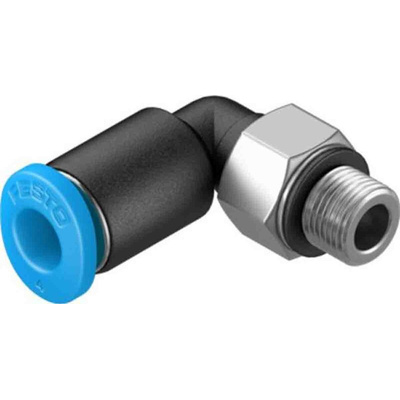 Festo Elbow Threaded Adaptor, M5 Male to Push In 4 mm, Threaded-to-Tube Connection Style, 130771