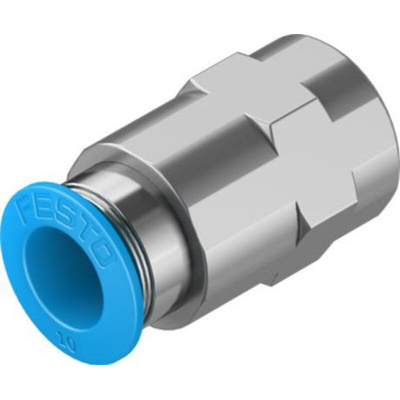 Festo Straight Threaded Adaptor, G 1/4 Female to Push In 10 mm, Threaded-to-Tube Connection Style, 130714