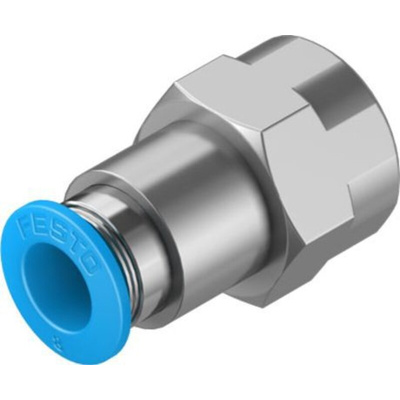 Festo Straight Threaded Adaptor, G 1/4 Female to Push In 8 mm, Threaded-to-Tube Connection Style, 130713
